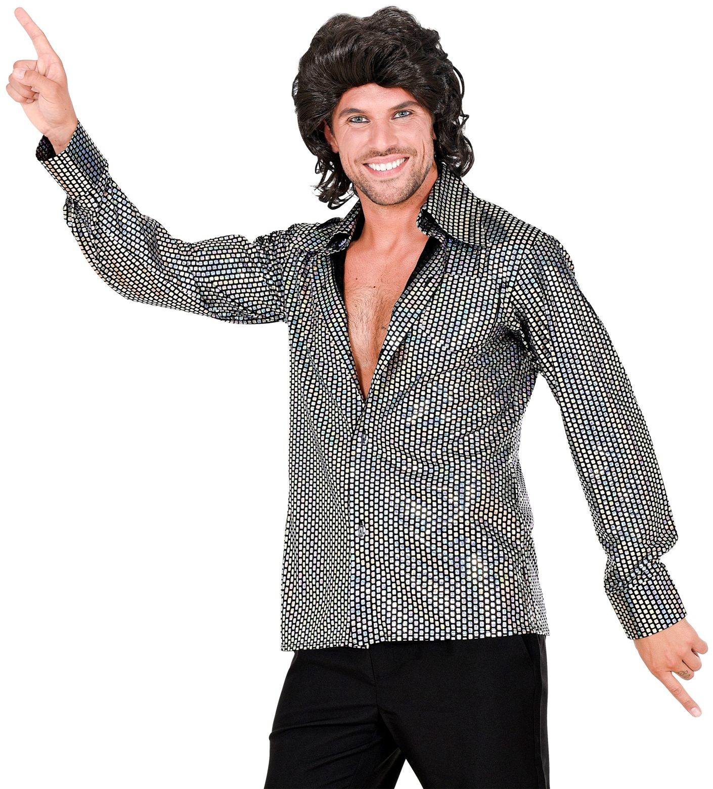 Zilveren Discoballen 70's Blouse Heren