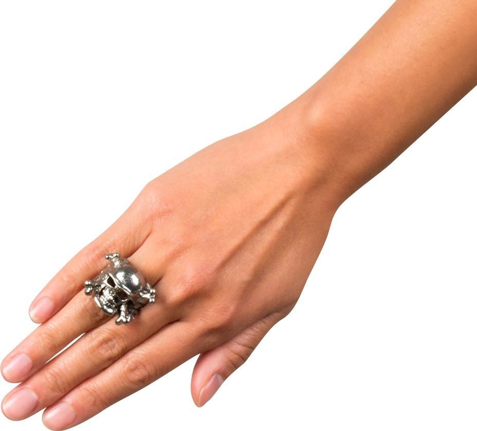 Zilveren doodshoofd ring