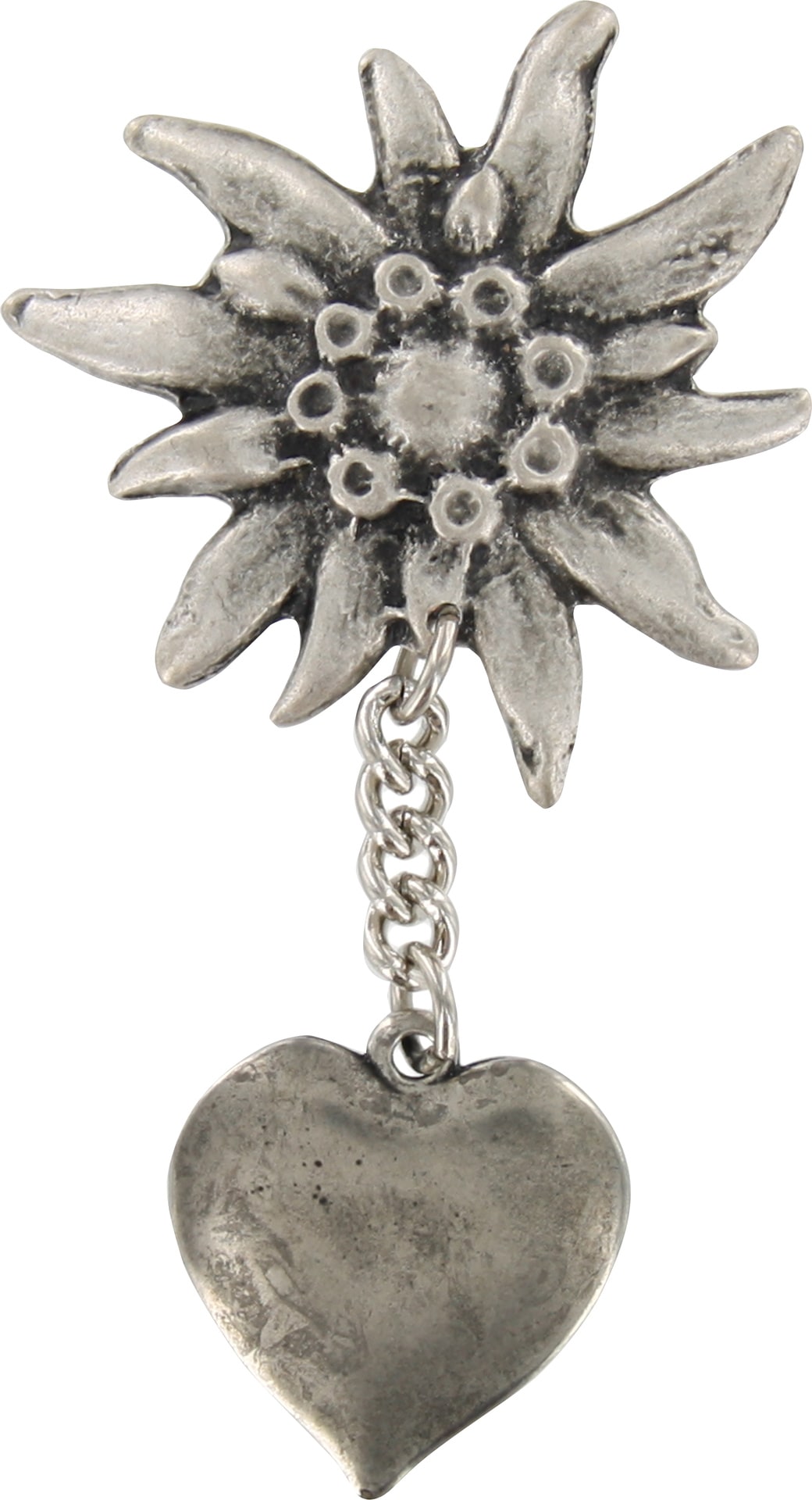Zilveren Edelweiss Broche met Hartje Oktoberfest Metaal