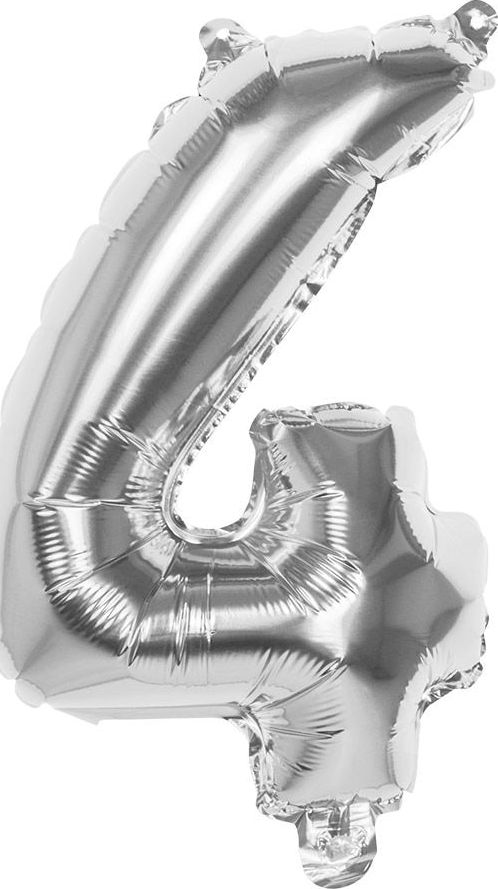Zilveren Folieballon Cijfer 4