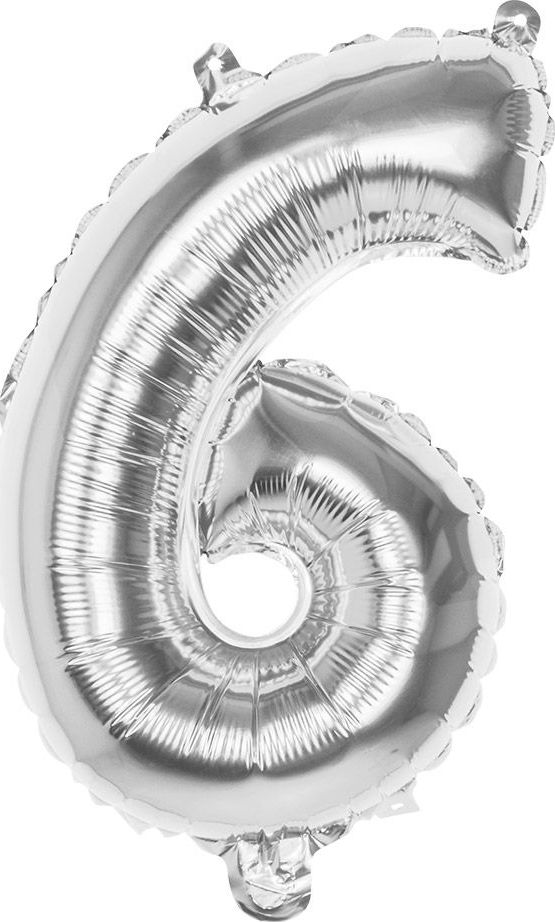 Zilveren Folieballon Cijfer 6