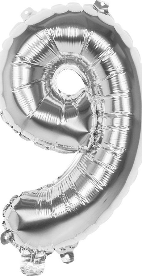 Zilveren Folieballon Cijfer 9