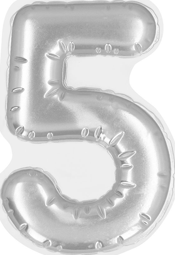 Zilveren Folieballon Sticker Nummer '5'