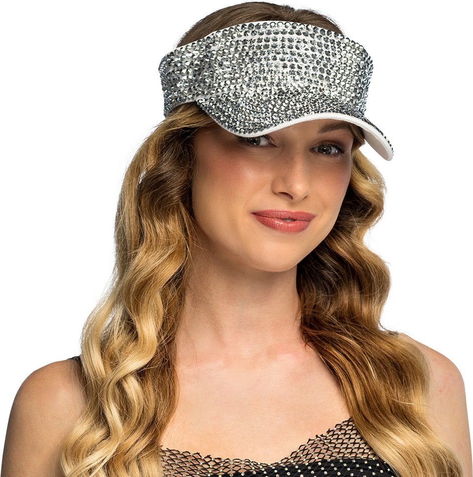Zilveren Glamour Zonneklep met Diamanten