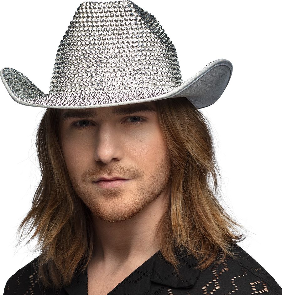 Zilveren Glitter Cowboyhoed Diamantjes