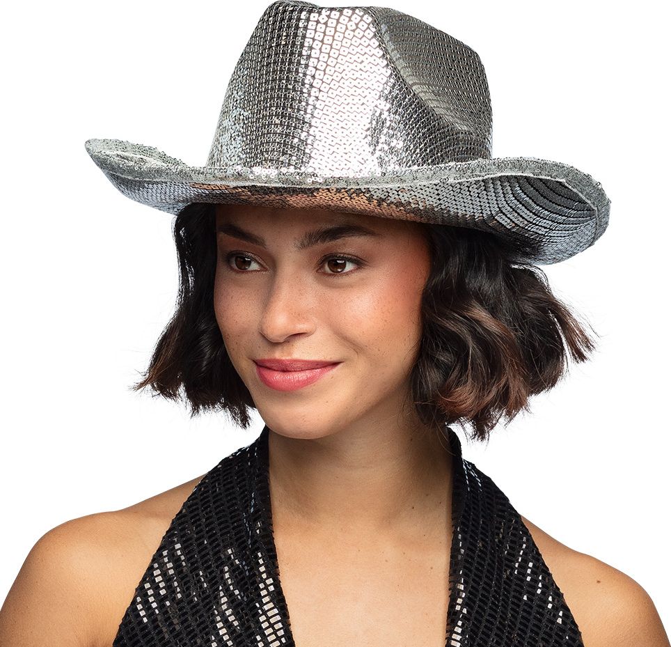 Zilveren Glitter Cowboyhoed Pailletten