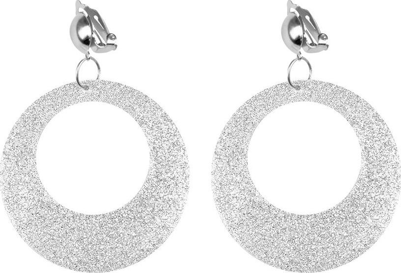 Zilveren Glitter Disco Oorbellen