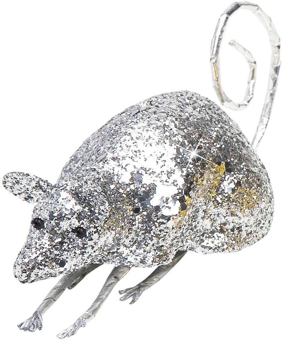 Zilveren Glitter Muis Decoratie