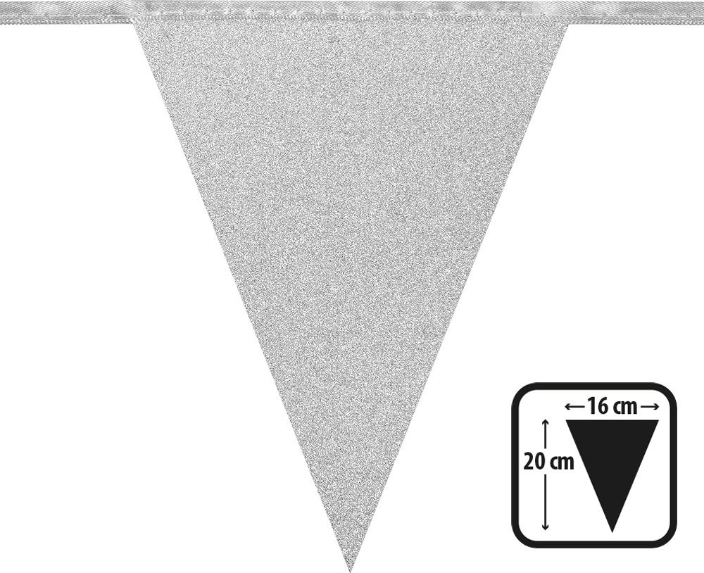 Zilveren Glitter Vlaggenlijn Karton