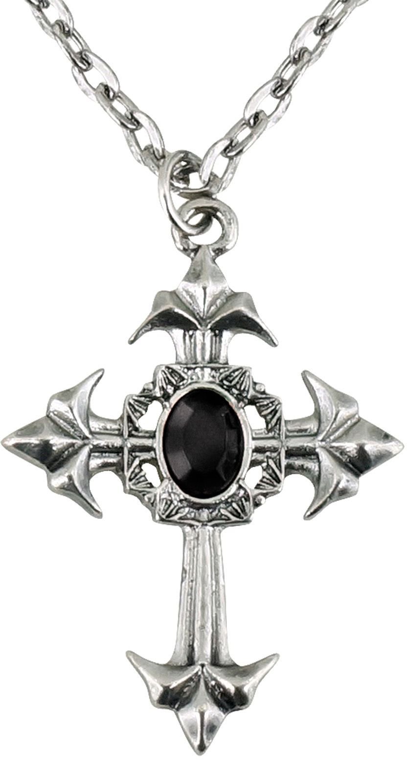 Zilveren gothic kruis ketting