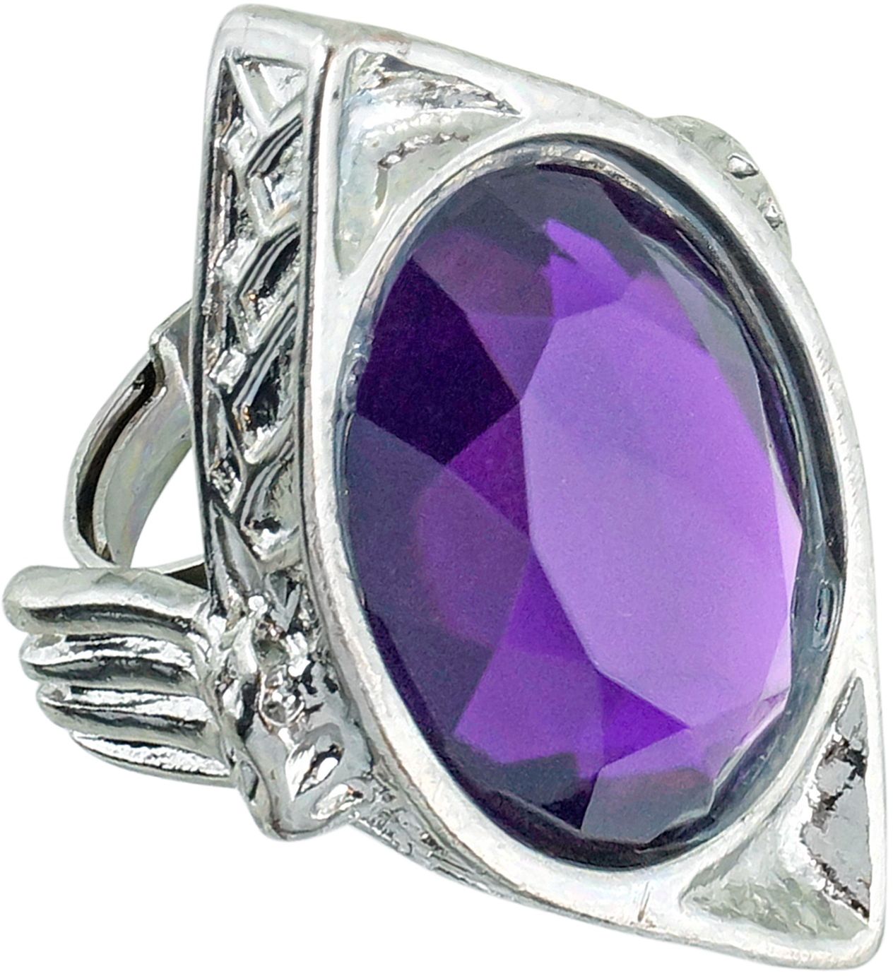 Zilveren Gotische Ring met Paarse Steen