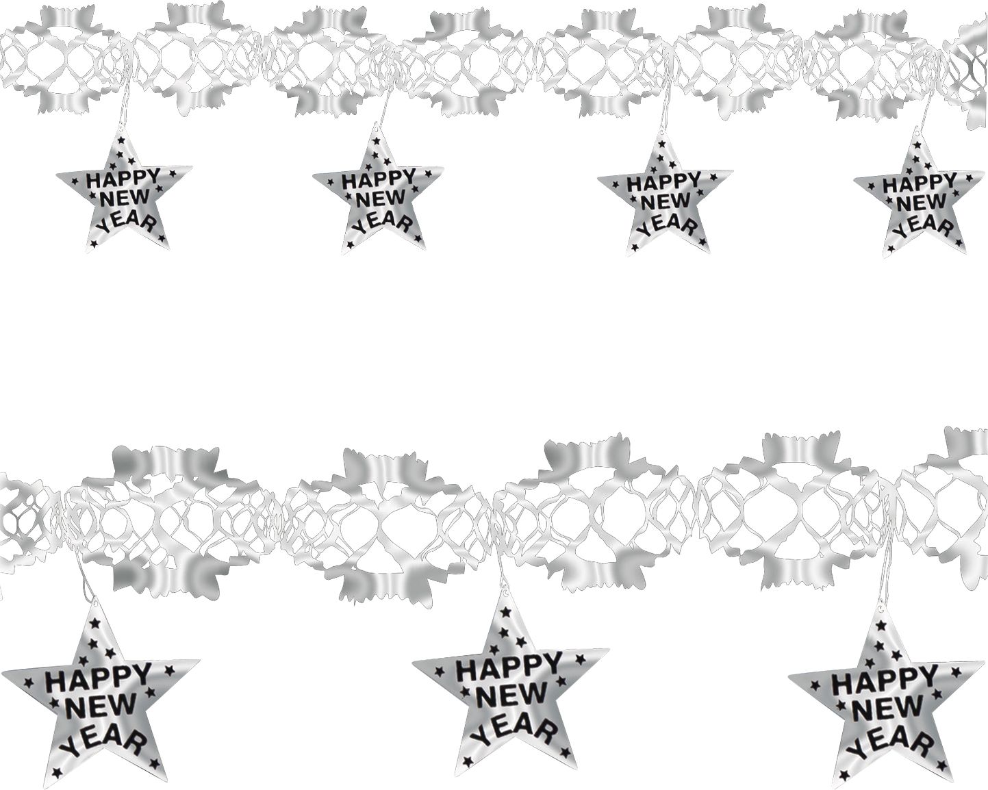 Zilveren Holografische Happy New Year Slinger