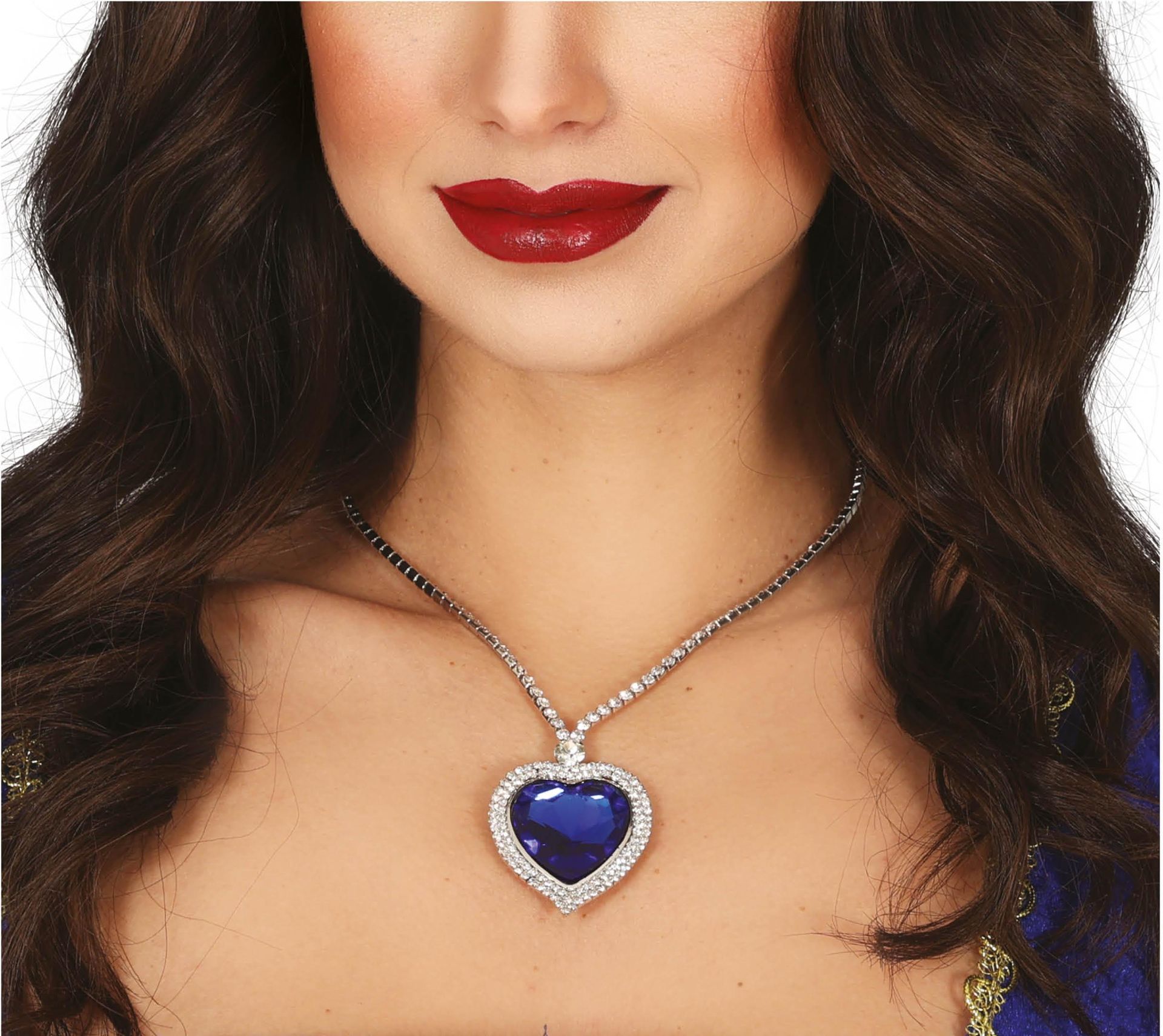 Zilveren Ketting met Hart Edelsteen Blauw Dames