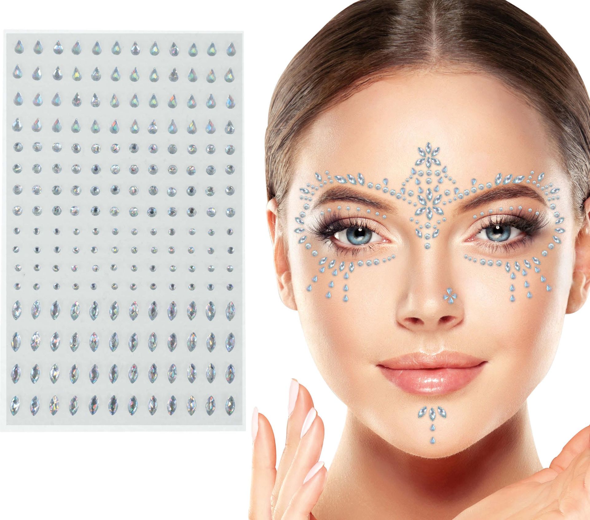 Zilveren Kristallen Gezichtsjuwelen