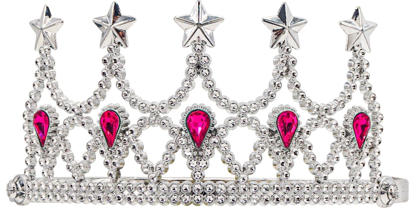 Zilveren Kroontje met Roze Steentjes