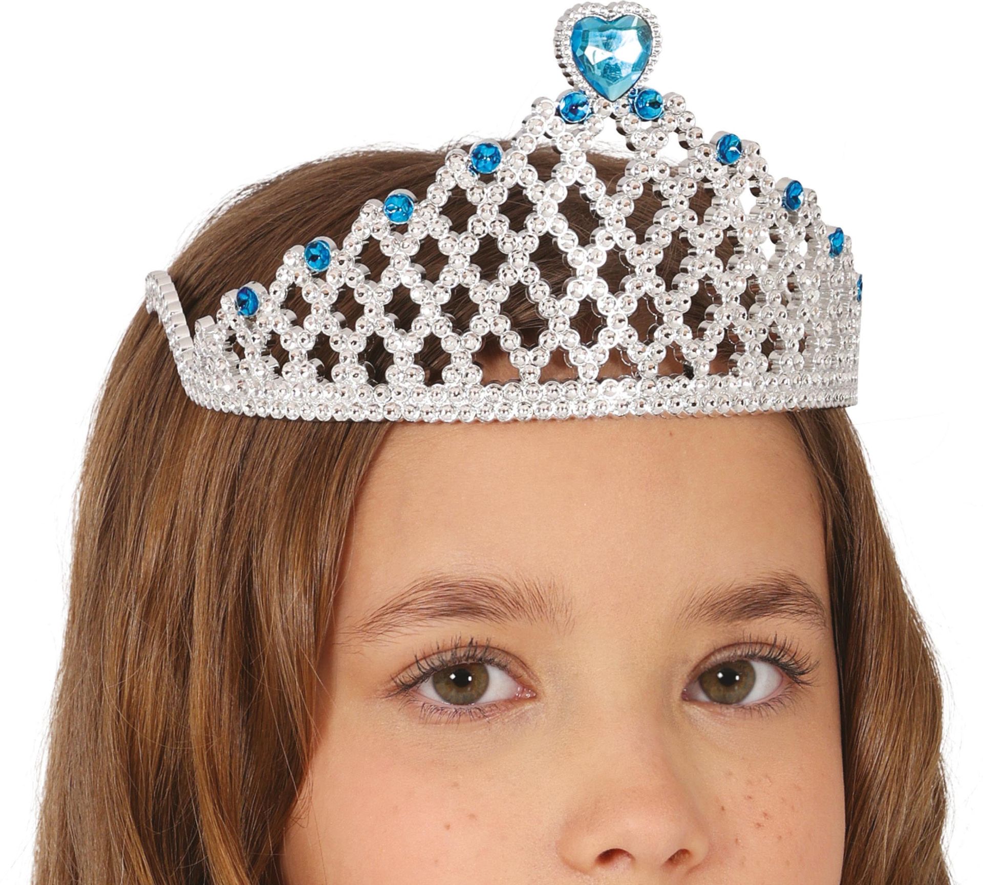 Zilveren Middeleeuwse Prinsessen Tiara Blauwe Edelstenen Kinderen