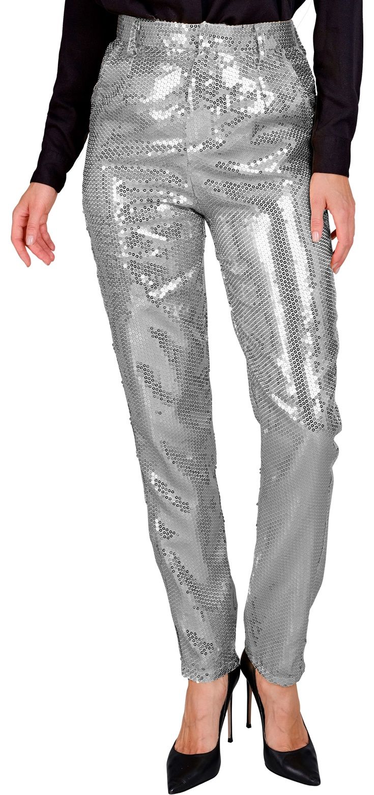 Zilveren pailletten broek dames