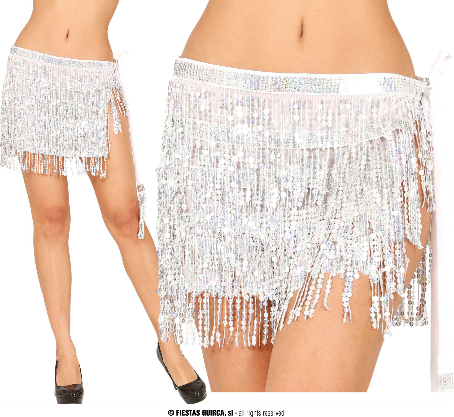 Zilveren Pailletten Buikdans Rokje