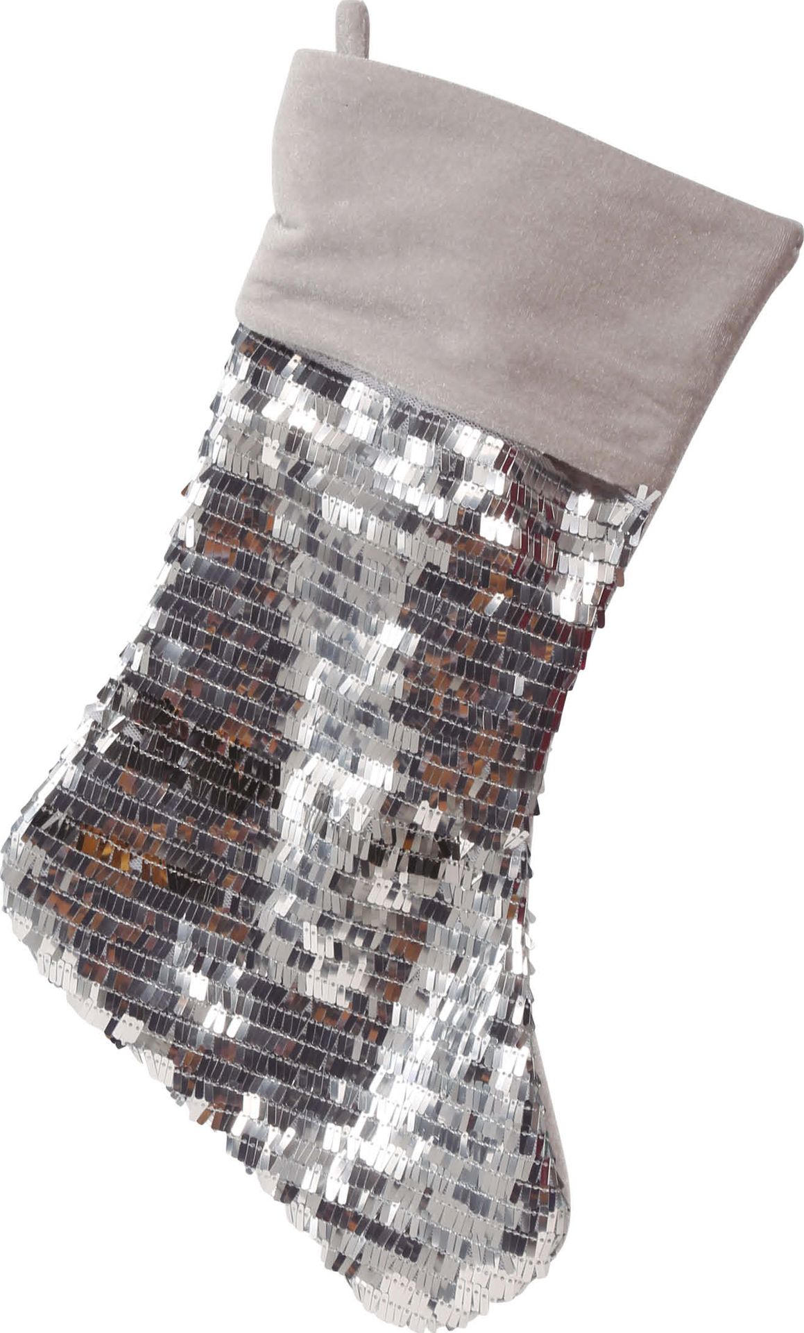 Zilveren Pailletten Cadeau Sok Kerstmis