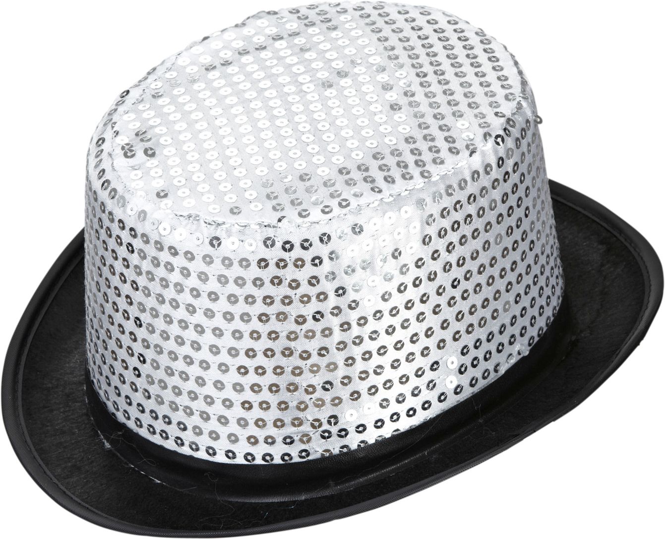 Zilveren Pailletten Hoge Hoed