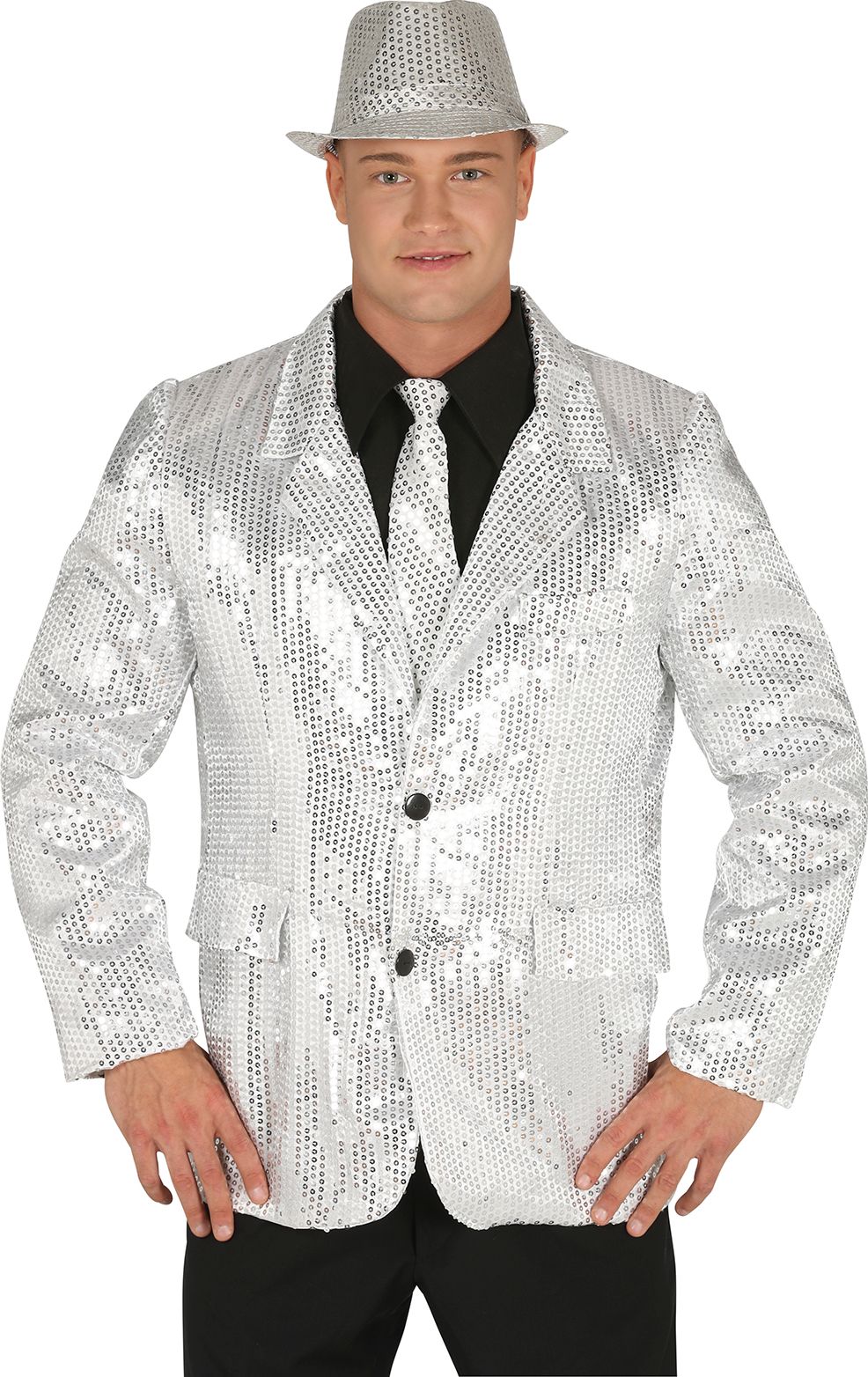 Zilveren Pailletten Jas Heren