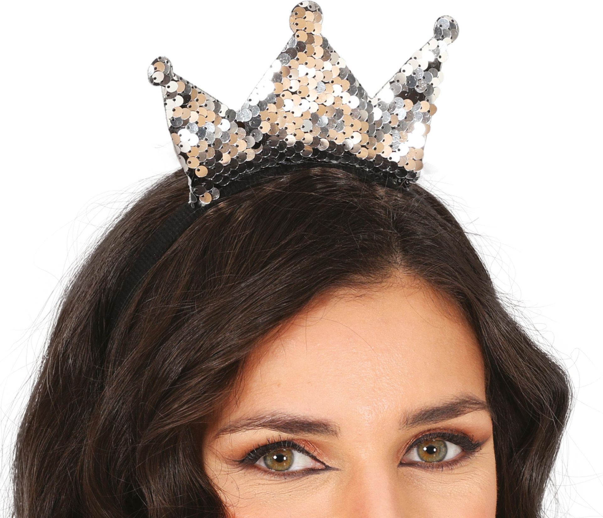 Zilveren Pailletten Kroontje Haarband Dames