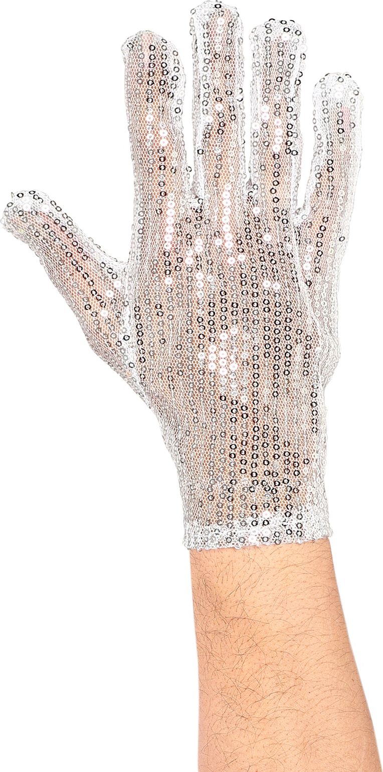 Zilveren Pailletten Rechtshandige Handschoen