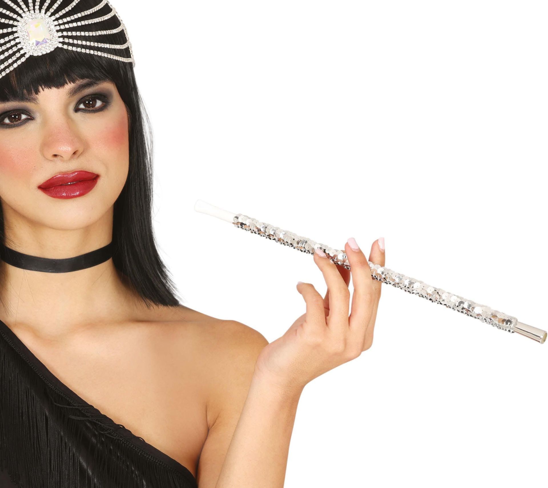 Zilveren Pailletten Sigarettenhouder Retro 20's