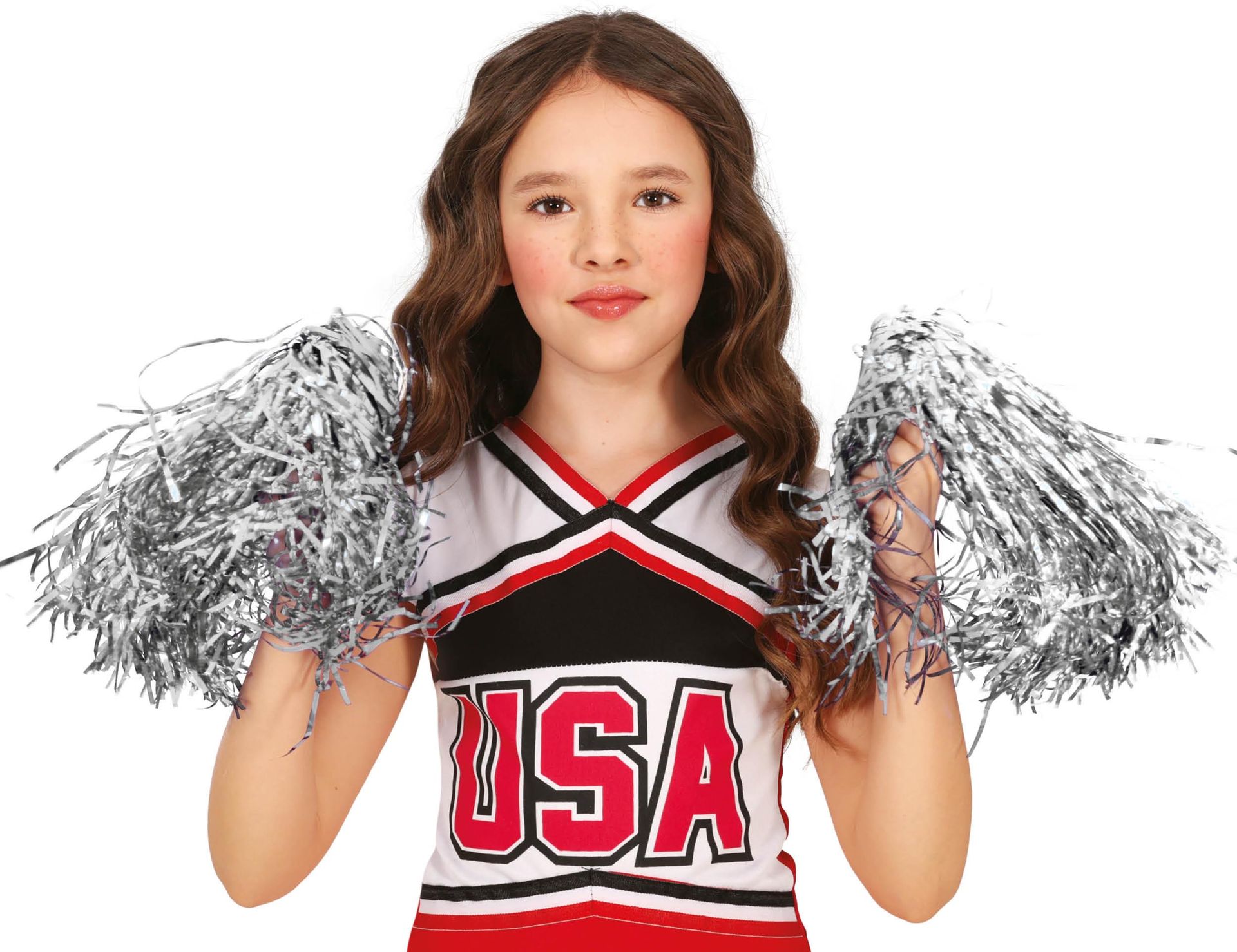 Zilveren Pom-Pom set Cheerleader 2 Stuks Kind