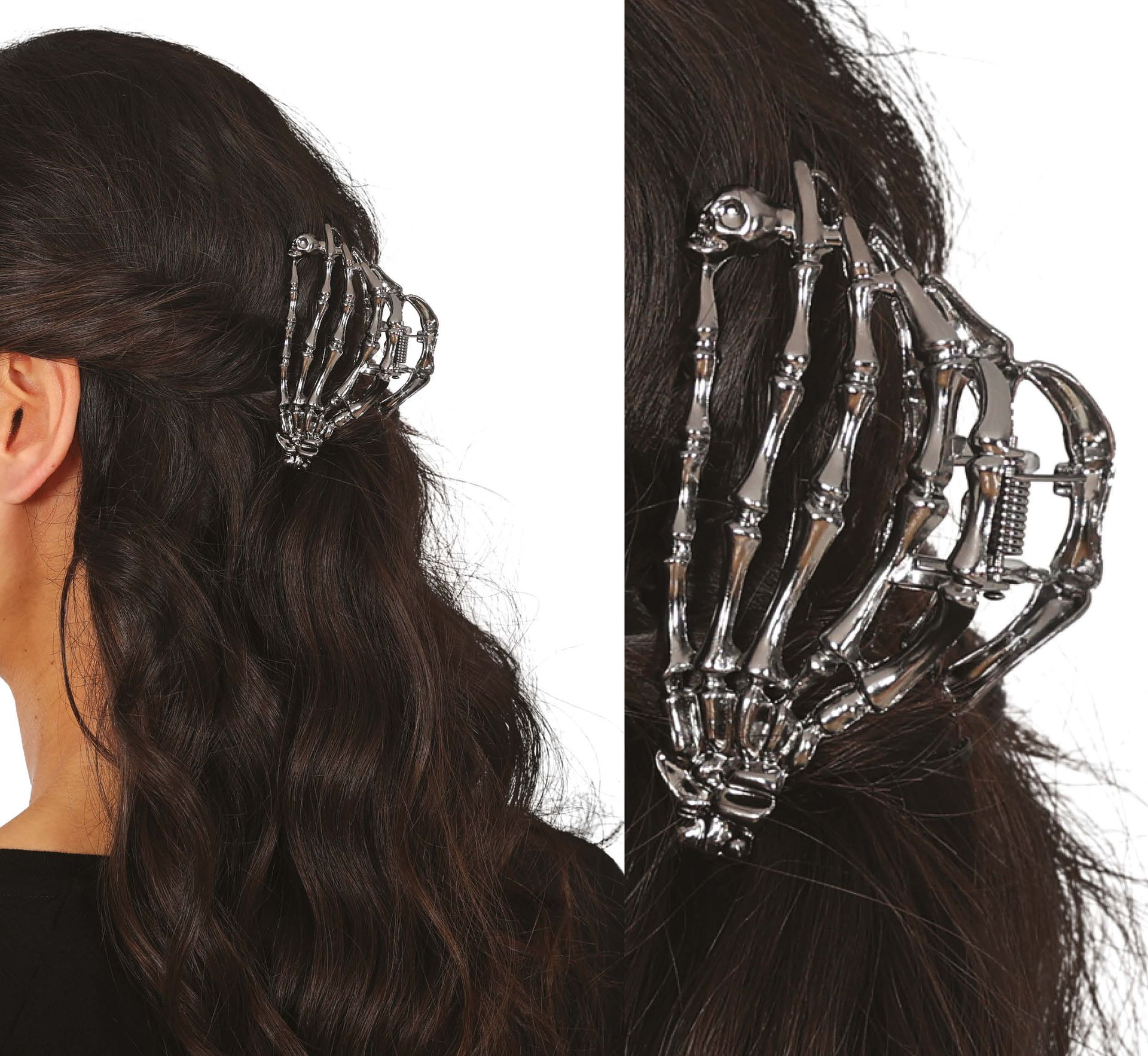 Zilveren Skelet Hand Haarclip Halloween