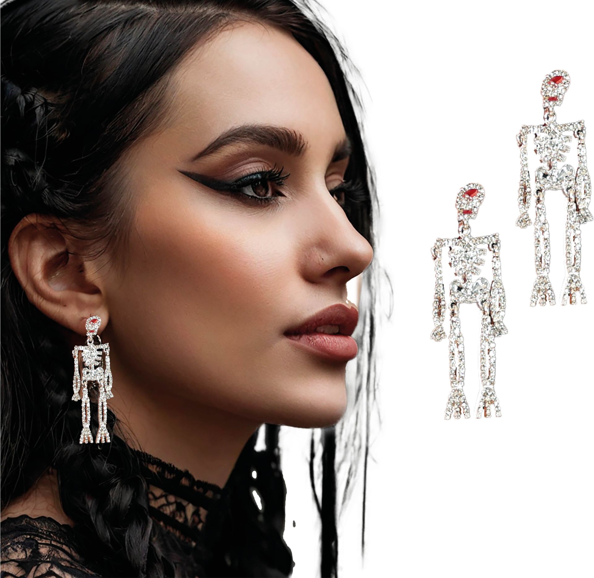 Zilveren Skelet Oorbellen Halloween