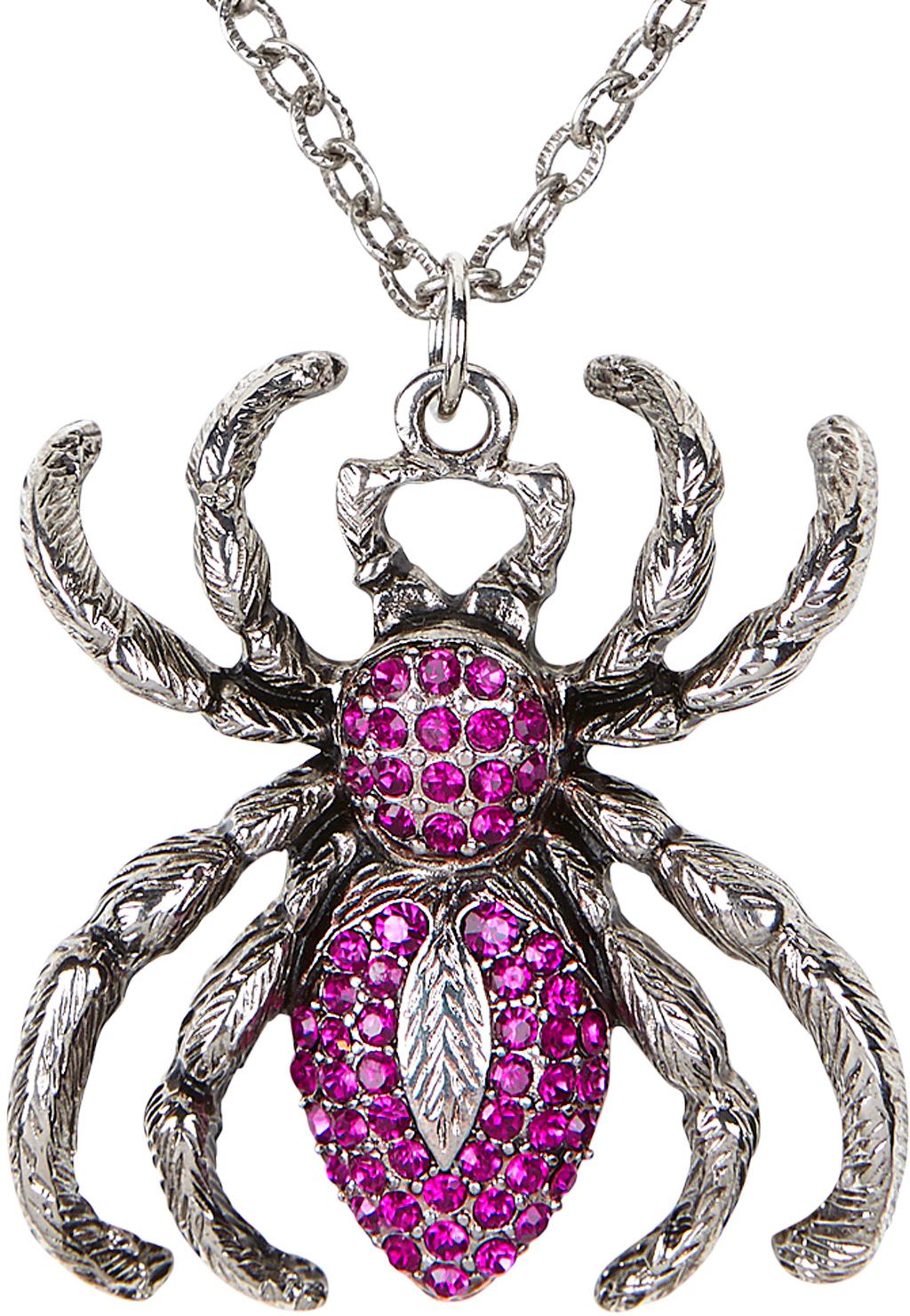 Zilveren Spin Ketting met Paars Juweel