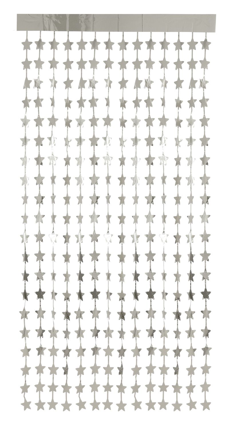 Zilveren sterren foliegordijn 200cm