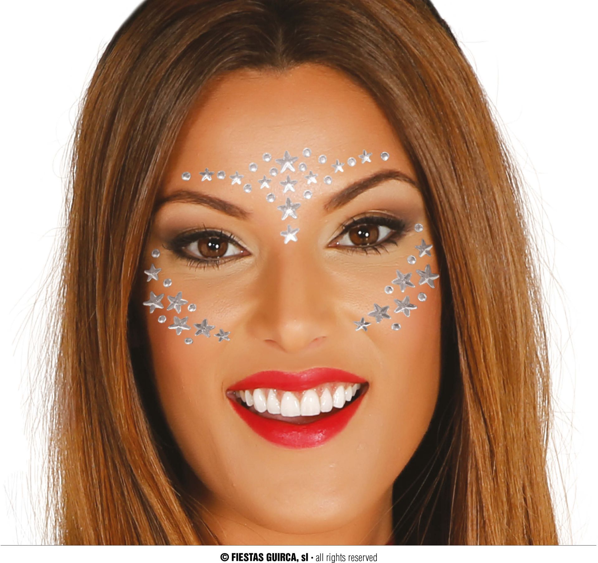 Zilveren Sterren Gezichtsjuwelen