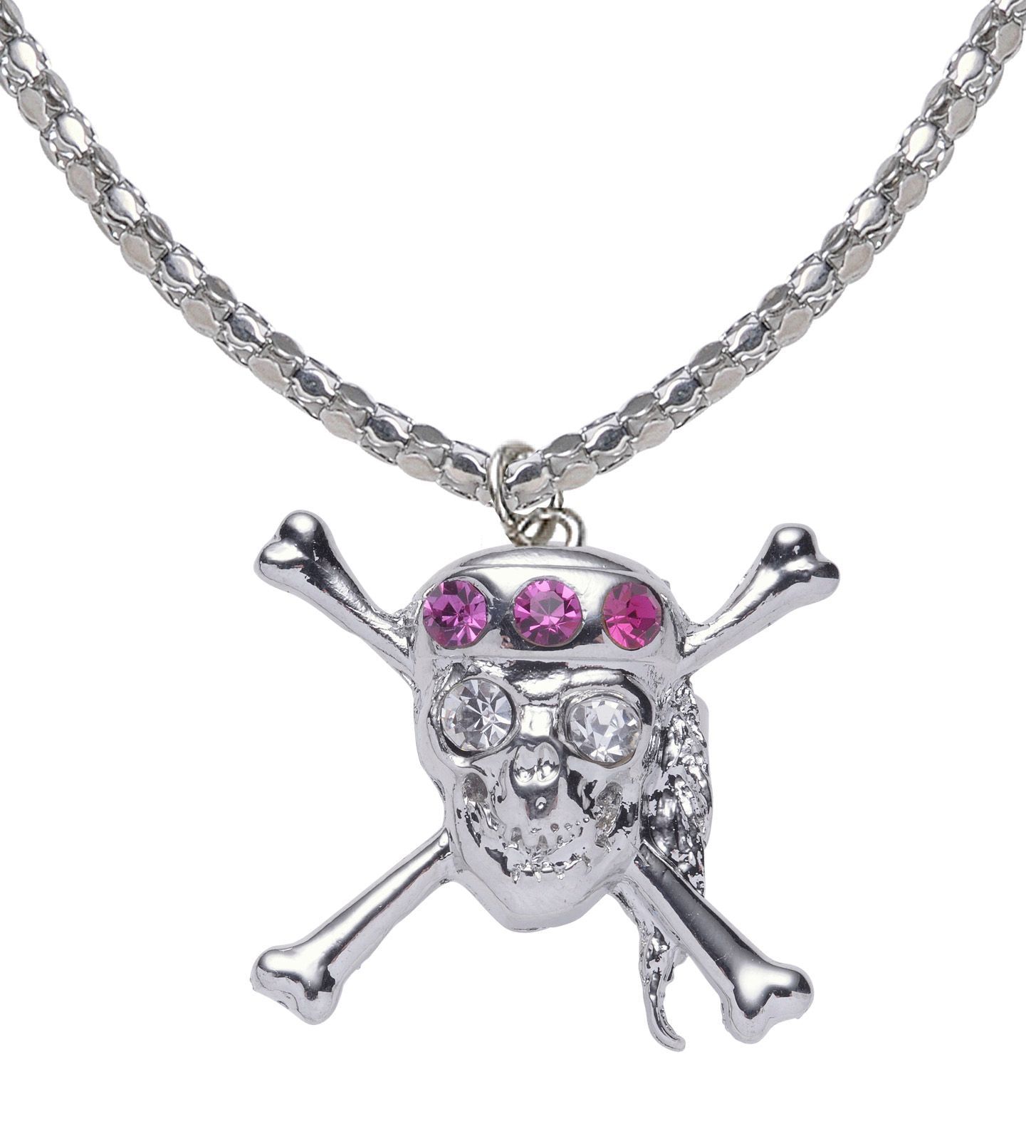 Zilveren Strass Schedel Ketting