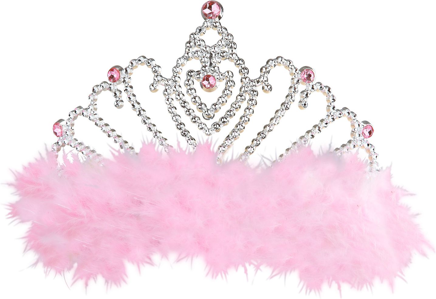 Zilveren Tiara met Roze Marabou