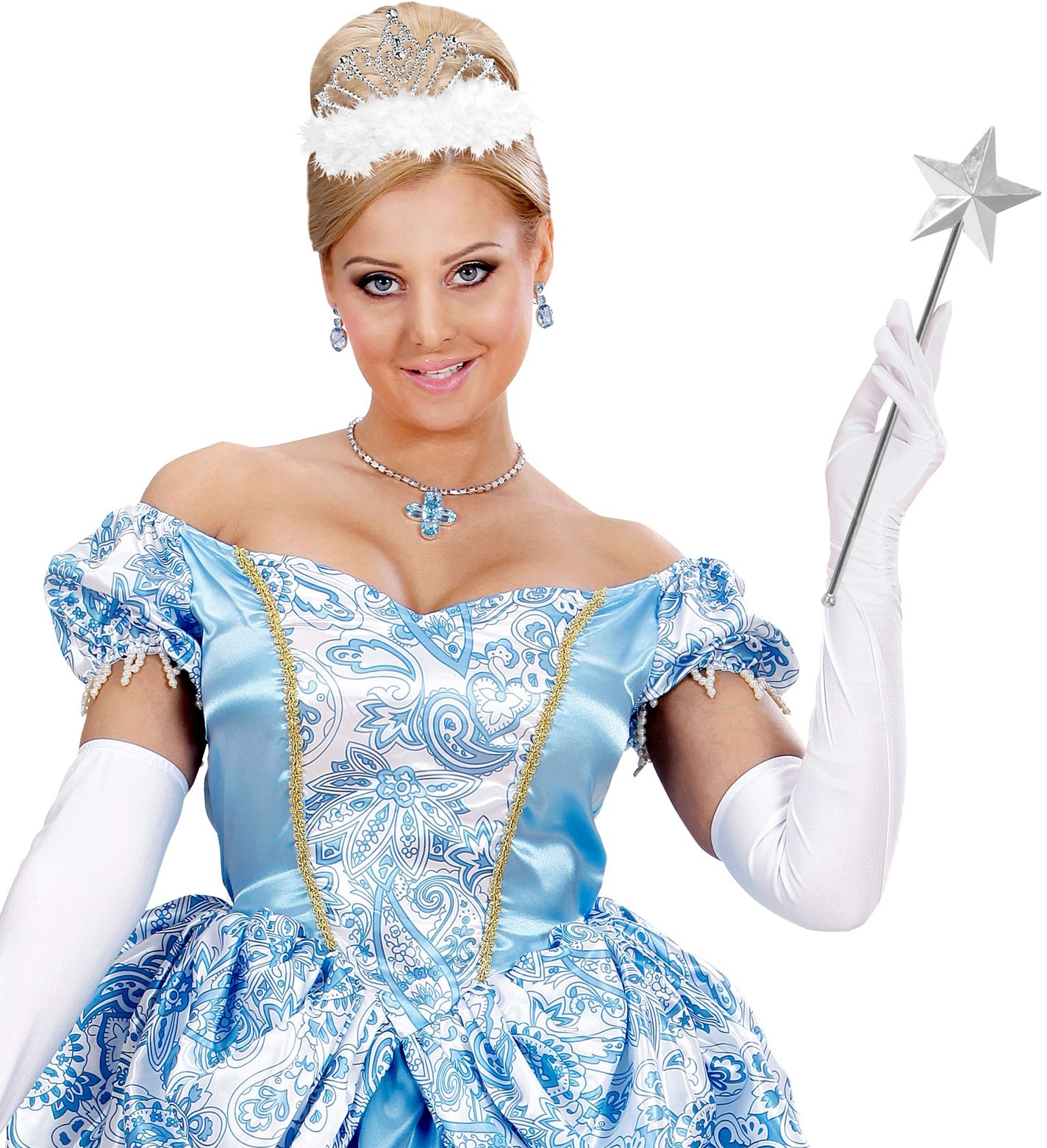 Zilveren Tiara met Witte Marabou