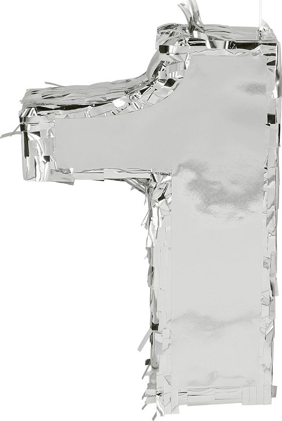 Zilveren Verjaardagspiñata Nummer '1' 25cm