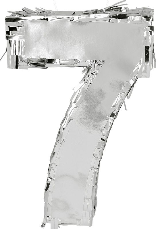 Zilveren Verjaardagspiñata Nummer '7' 25cm