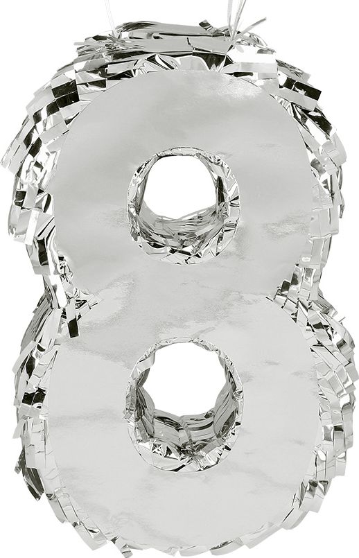 Zilveren Verjaardagspiñata Nummer '8' 25cm