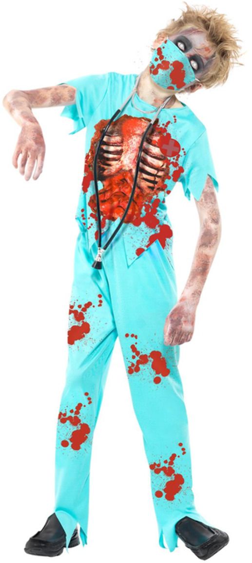 Zombie chirurg kostuum blauw