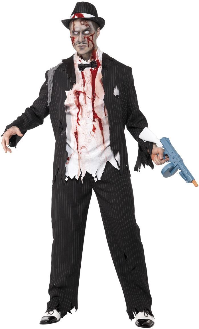 Zombie Gangster Kostuum Zwart