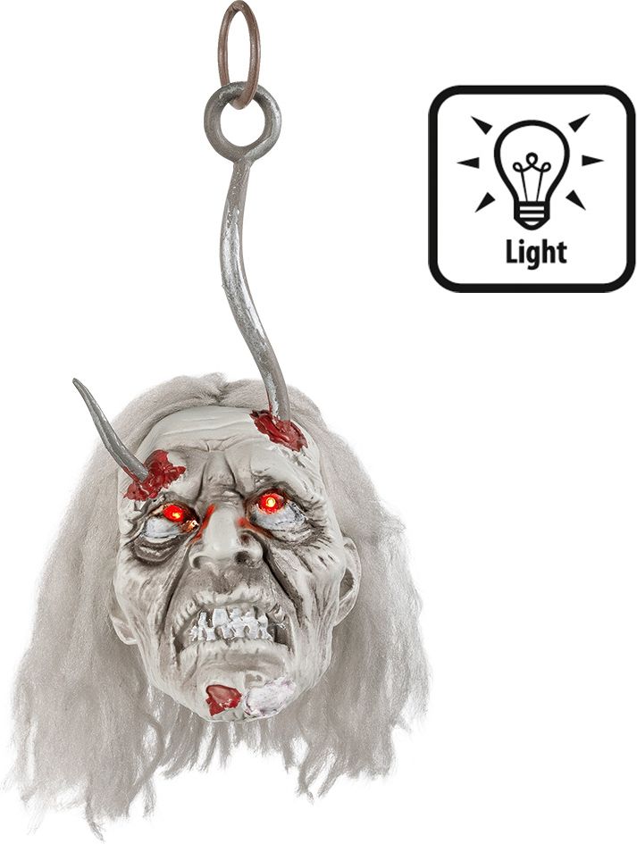 Zombie Hoofd met Lichtjes Halloween Decoratie
