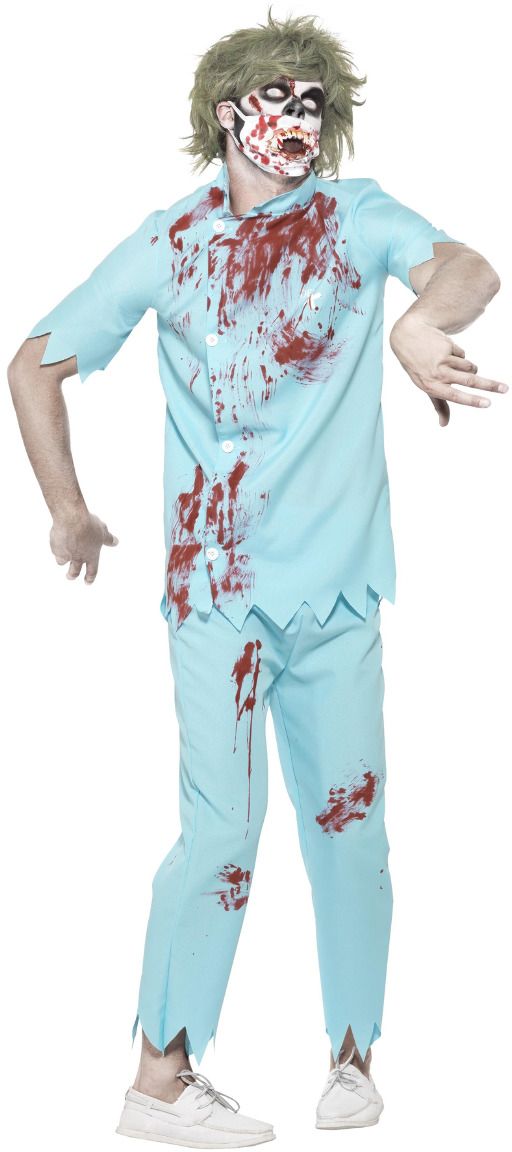 Zombie tandarts kostuum blauw