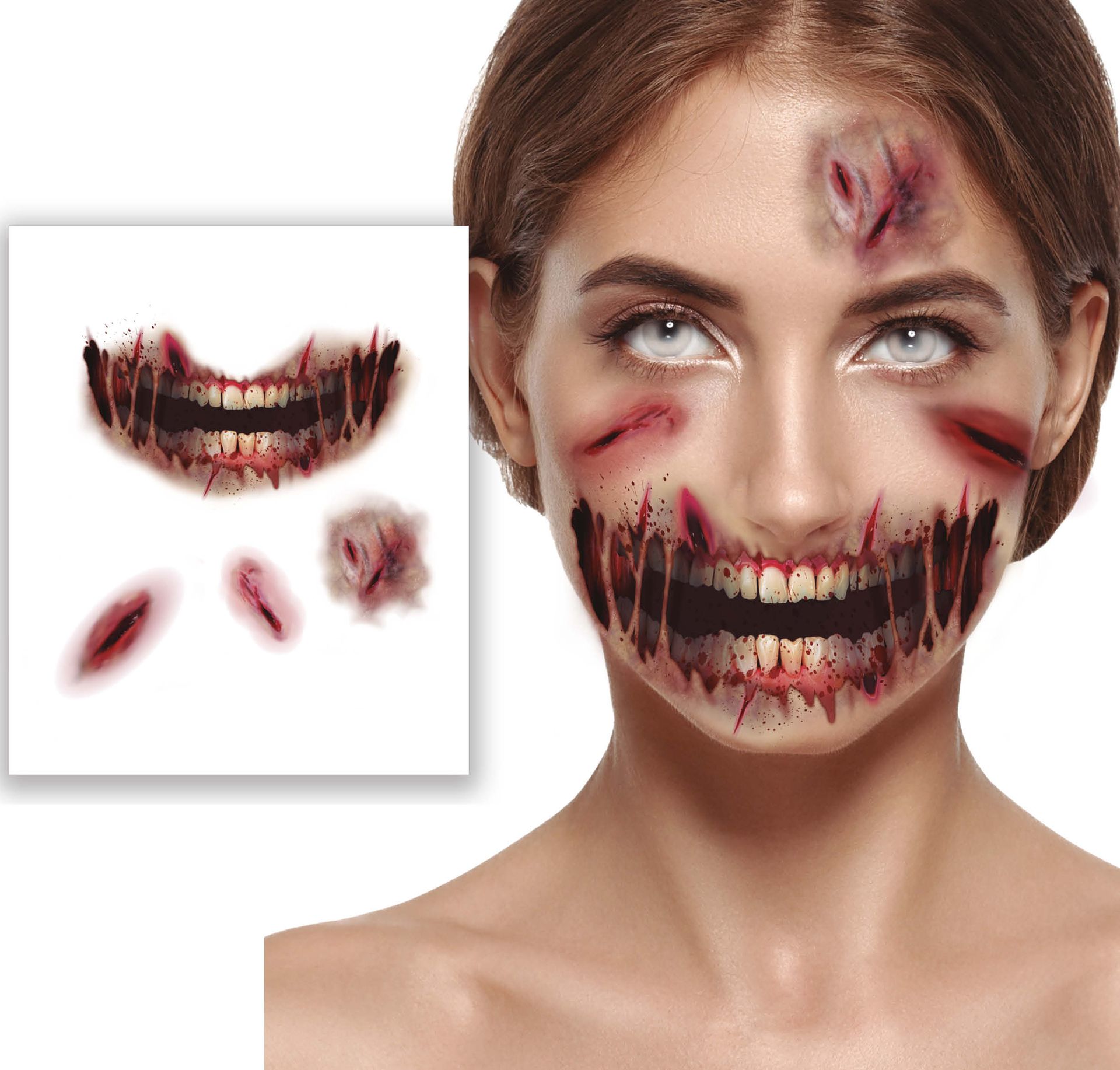 Zombie Wonden Gezichtstattoo