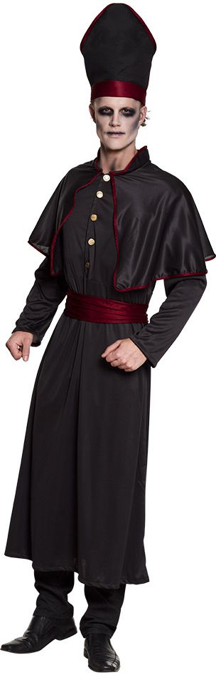 Zombie zwarte priester kostuum
