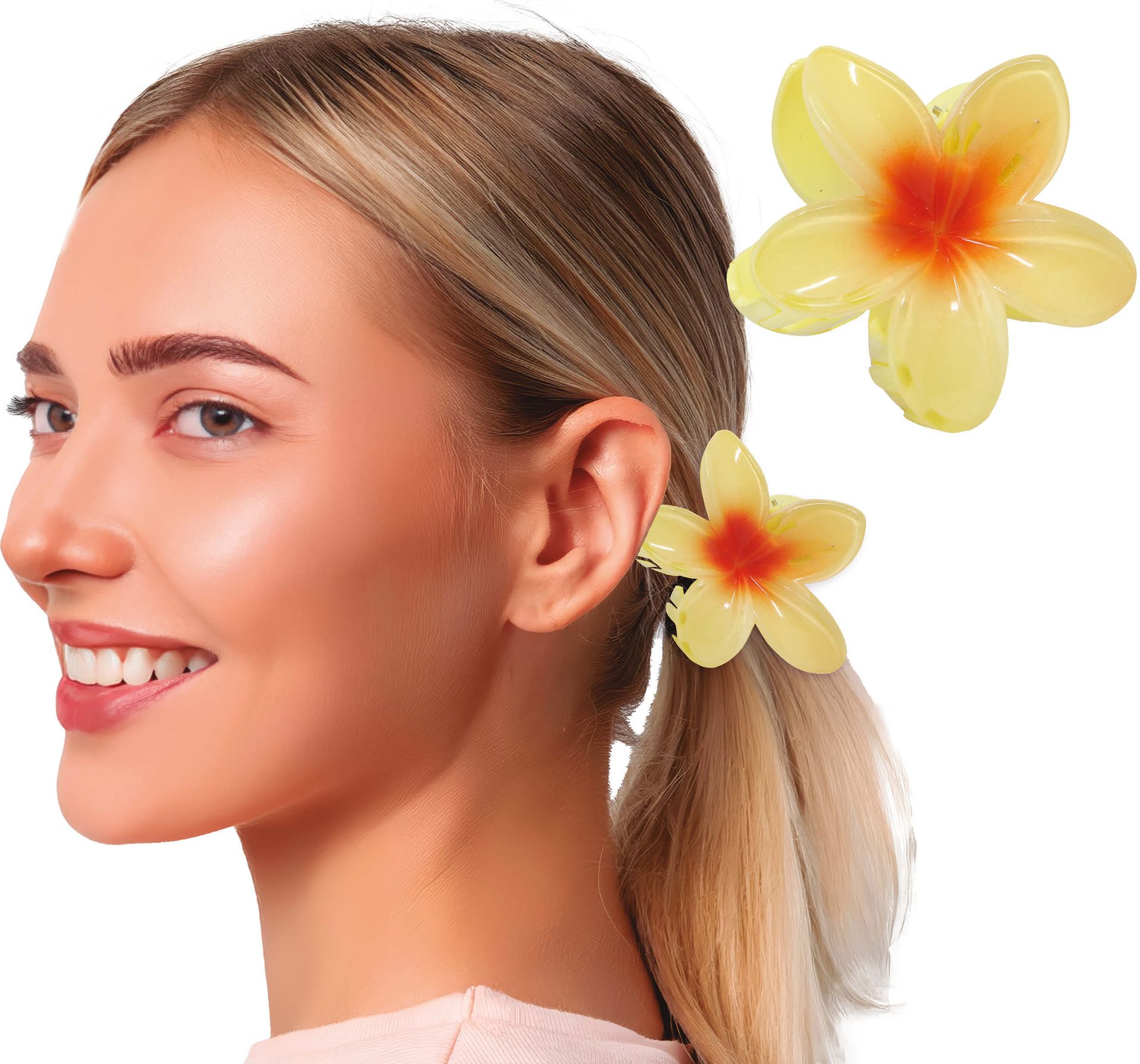 Zomerse Geel Oranje Bloem Haarclip 8cm