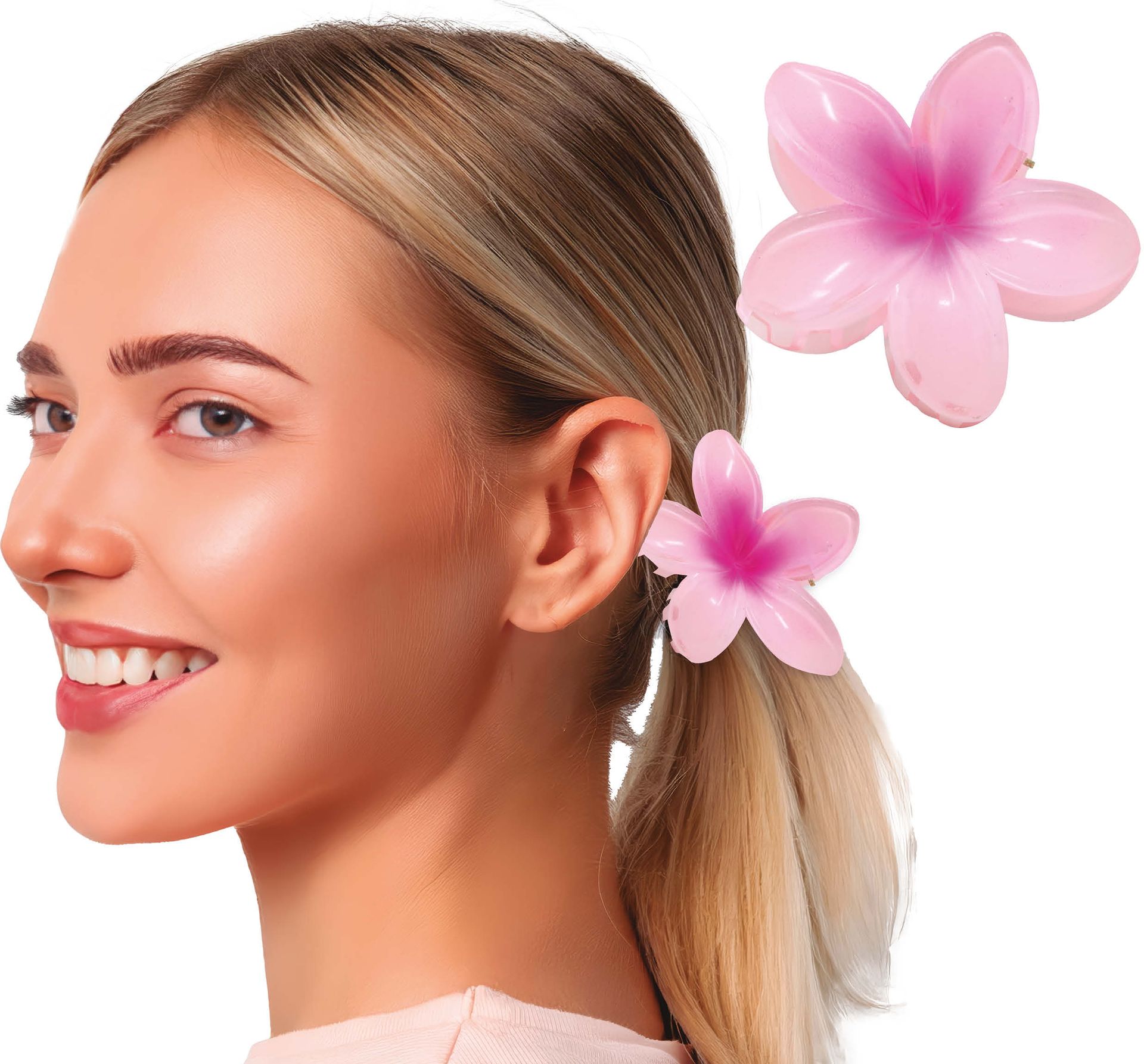 Zomerse Roze Bloem Haarclip 8cm