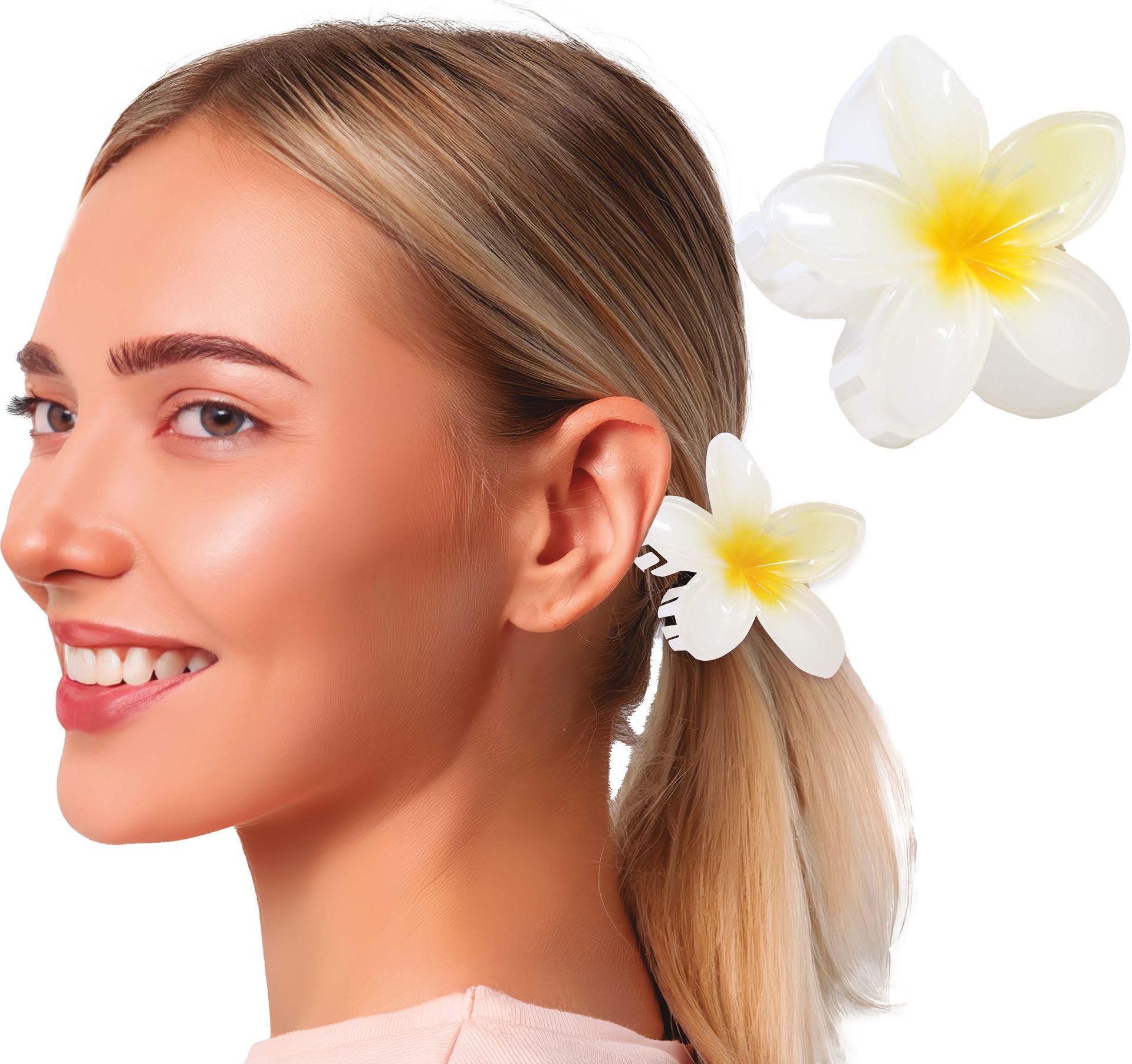 Zomerse Wit Gele Bloem Haarclip 8cm