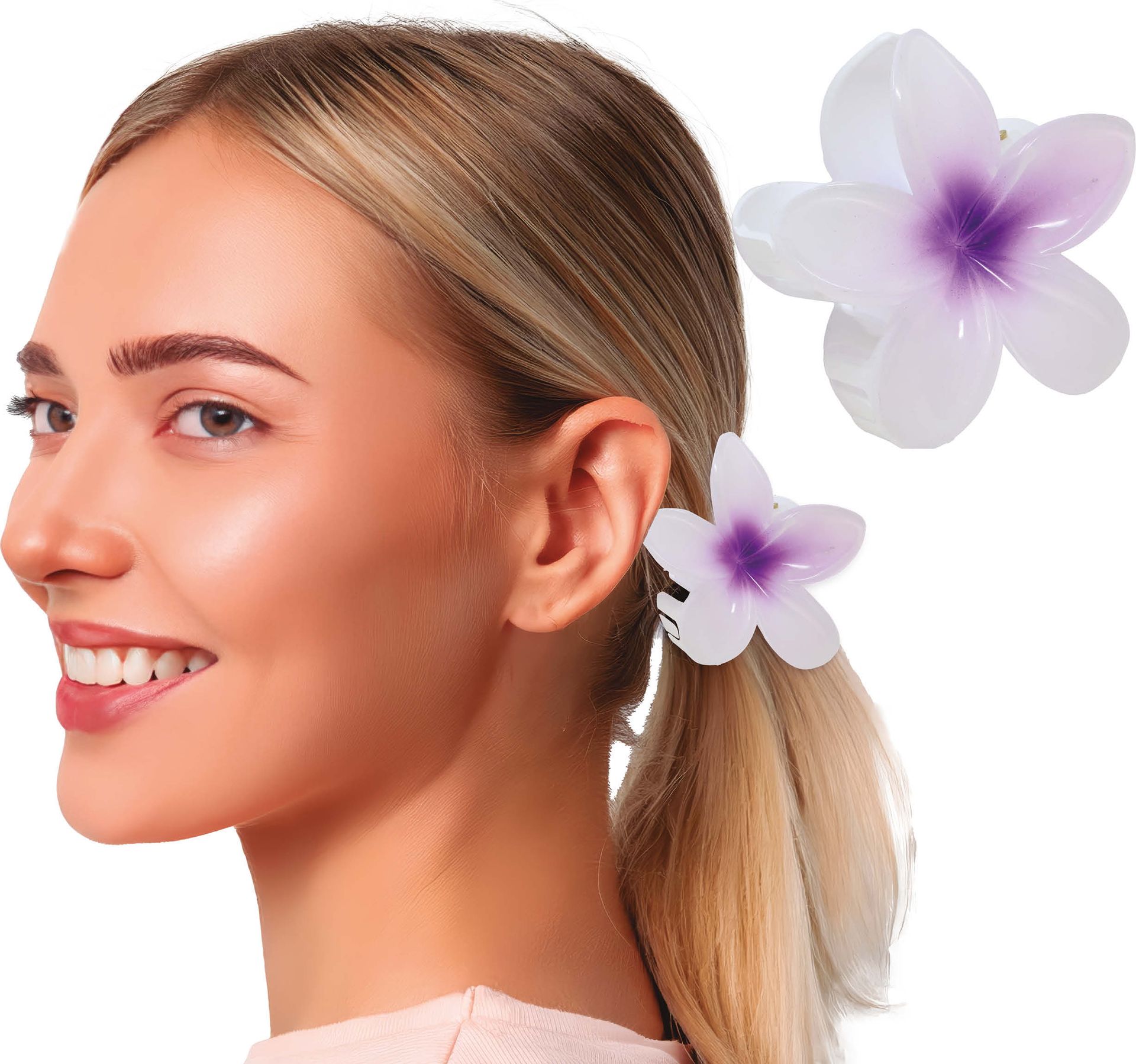 Zomerse Wit Paarse Bloem Haarclip 8cm